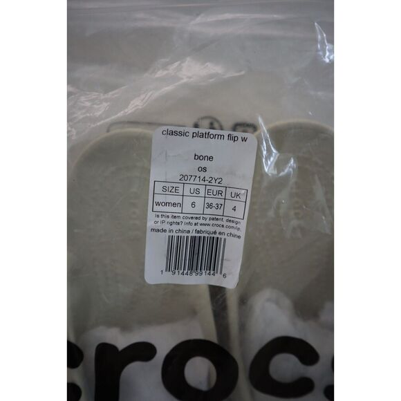 Crocs 207714-2Y2 Women's Sz 6 Bone/Beige Classic Platform Flip-Flop Sandals - Picture 8 of 8